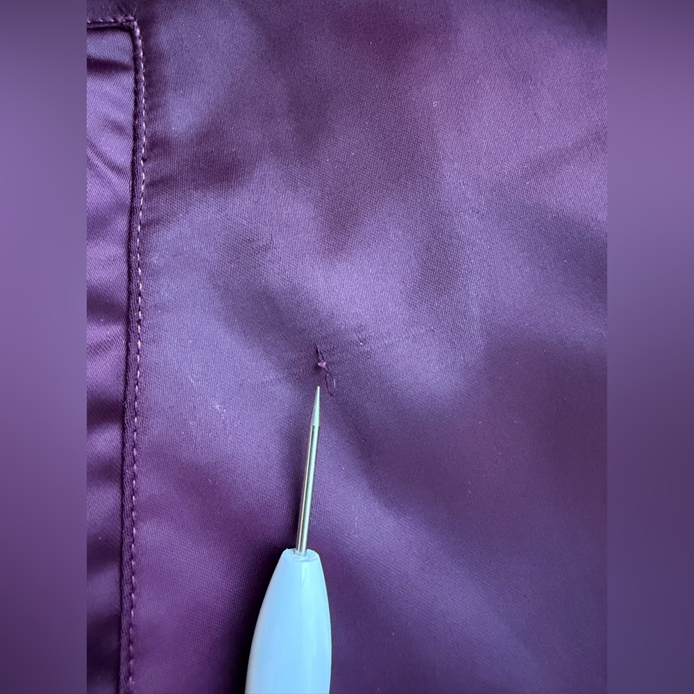 Lane Bryant 22W Plum Satin Bomber Jacket Snap Pocket Ruffle Trim Plus Chic - Picture 14 of 14